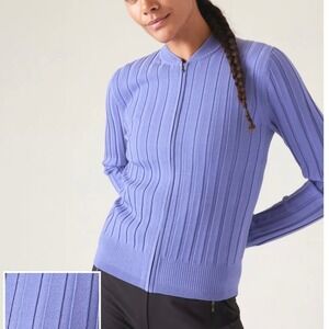 Athleta Fairway Sweater Cardigan Medium Adonis Blue/Purple‎ Pastel Capsule Clean